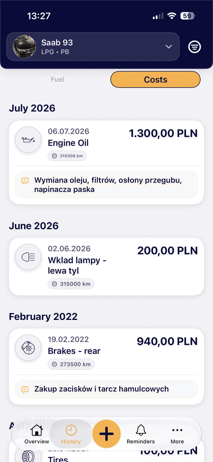 Entry history