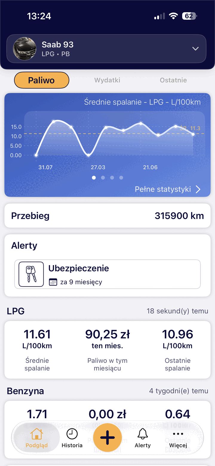 Podgląd aplikacji FuelUp